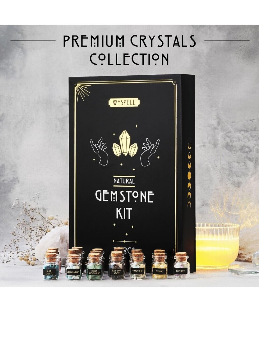 WYSPELL Natural Gemstone Kit - Black & Gold Packaging